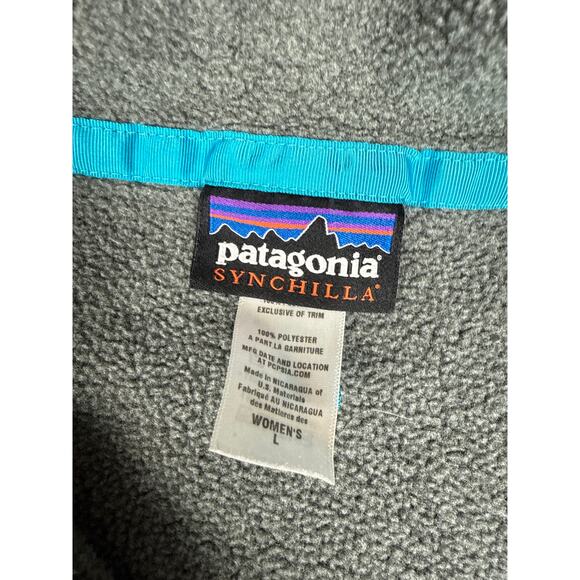 Patagonia synchilla T snap fleece teal/ gray women’s large - Picture 3 of 10